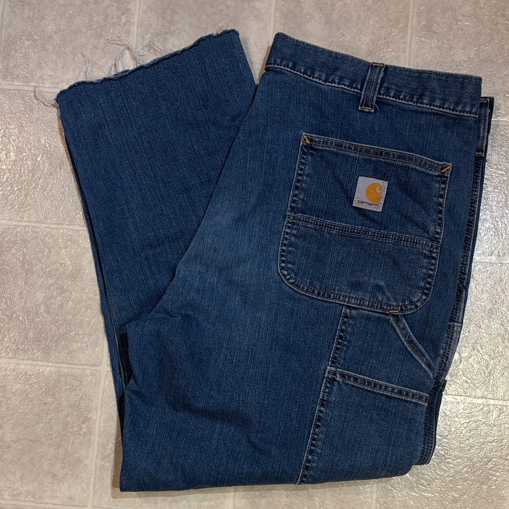 Carhartt Men's Relaxed Fit double knee Dark Blue Jeans